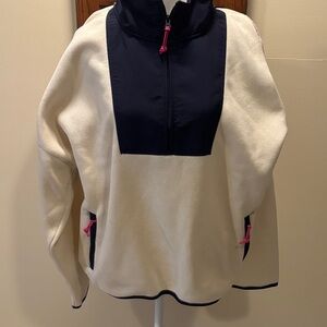 J. Crew Cream Vintage Fleece Pullover with Pockets - XXL